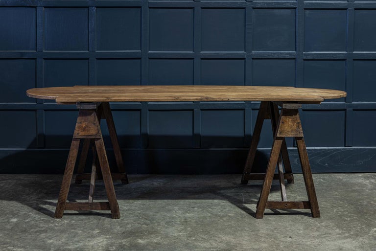 French Oak Harvest Trestle Table For Sale at 1stDibs oak harvest table