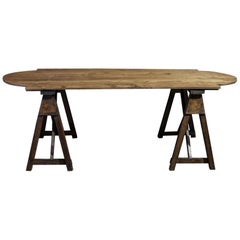 French Oak Harvest Trestle Table