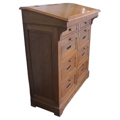 Antique French Oak Hotel Greeting Station, Filing Cabinet, Greeter