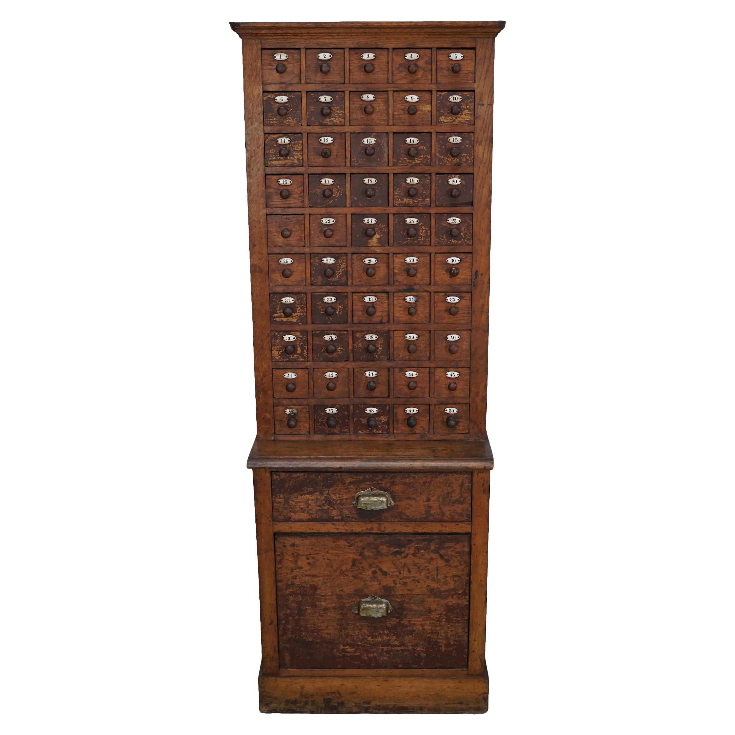 French Oak Jewelers / Watchmakers Cabinet, Early 20th Century