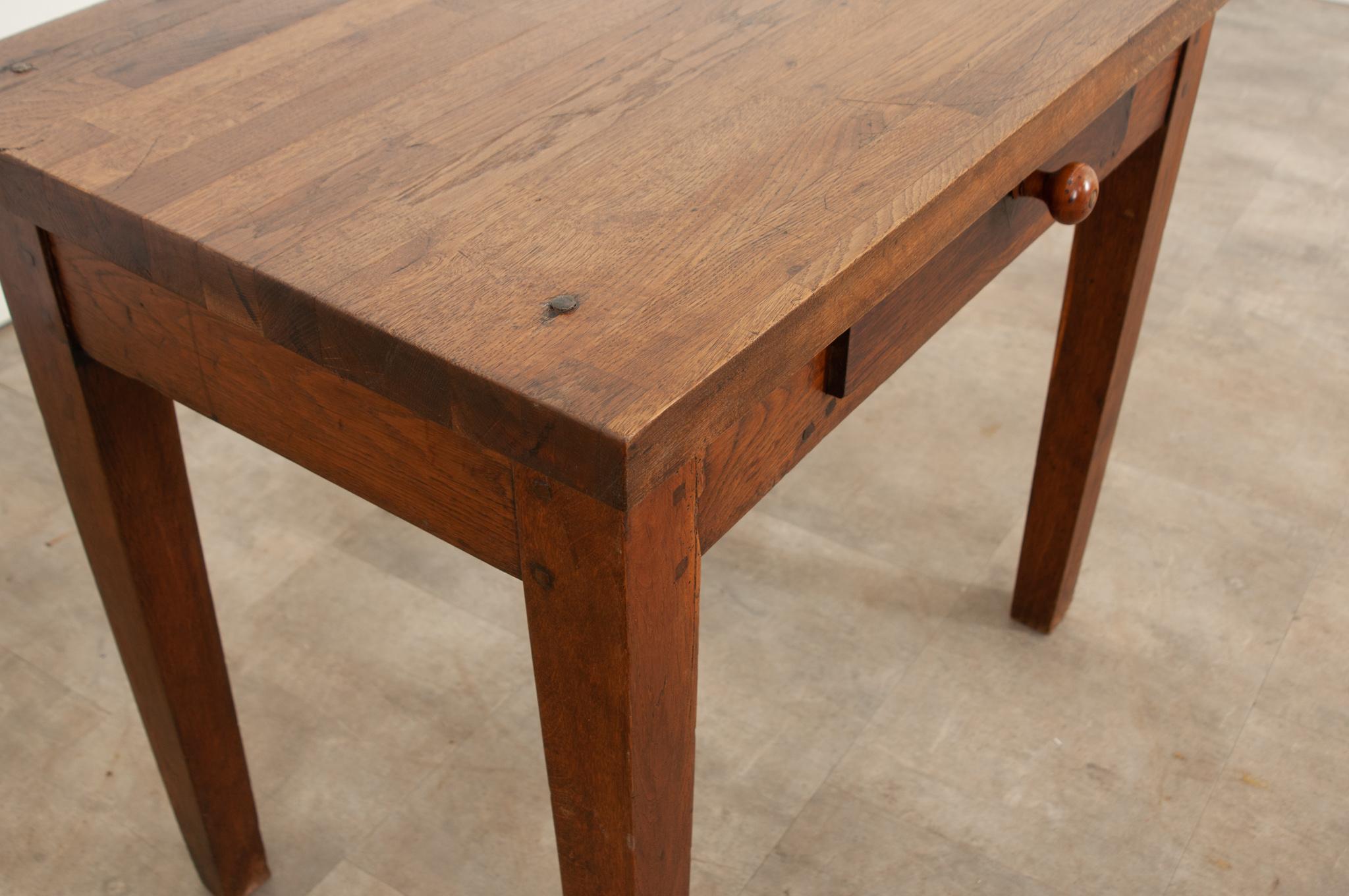 Hand-Crafted French Oak Kitchen Prep Table From Burgundy For Sale
