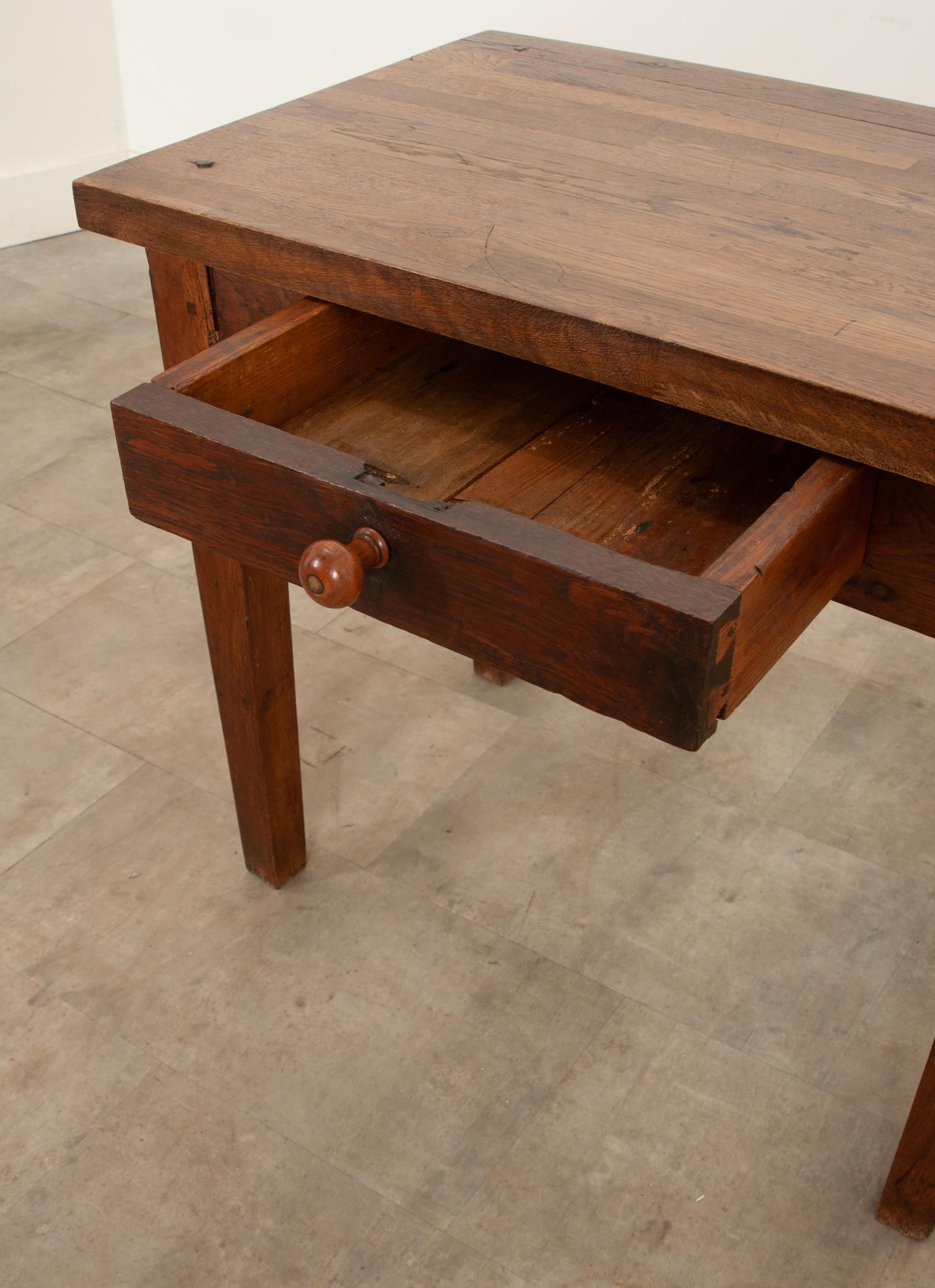French Oak Kitchen Prep Table From Burgundy In Good Condition For Sale In Baton Rouge, LA