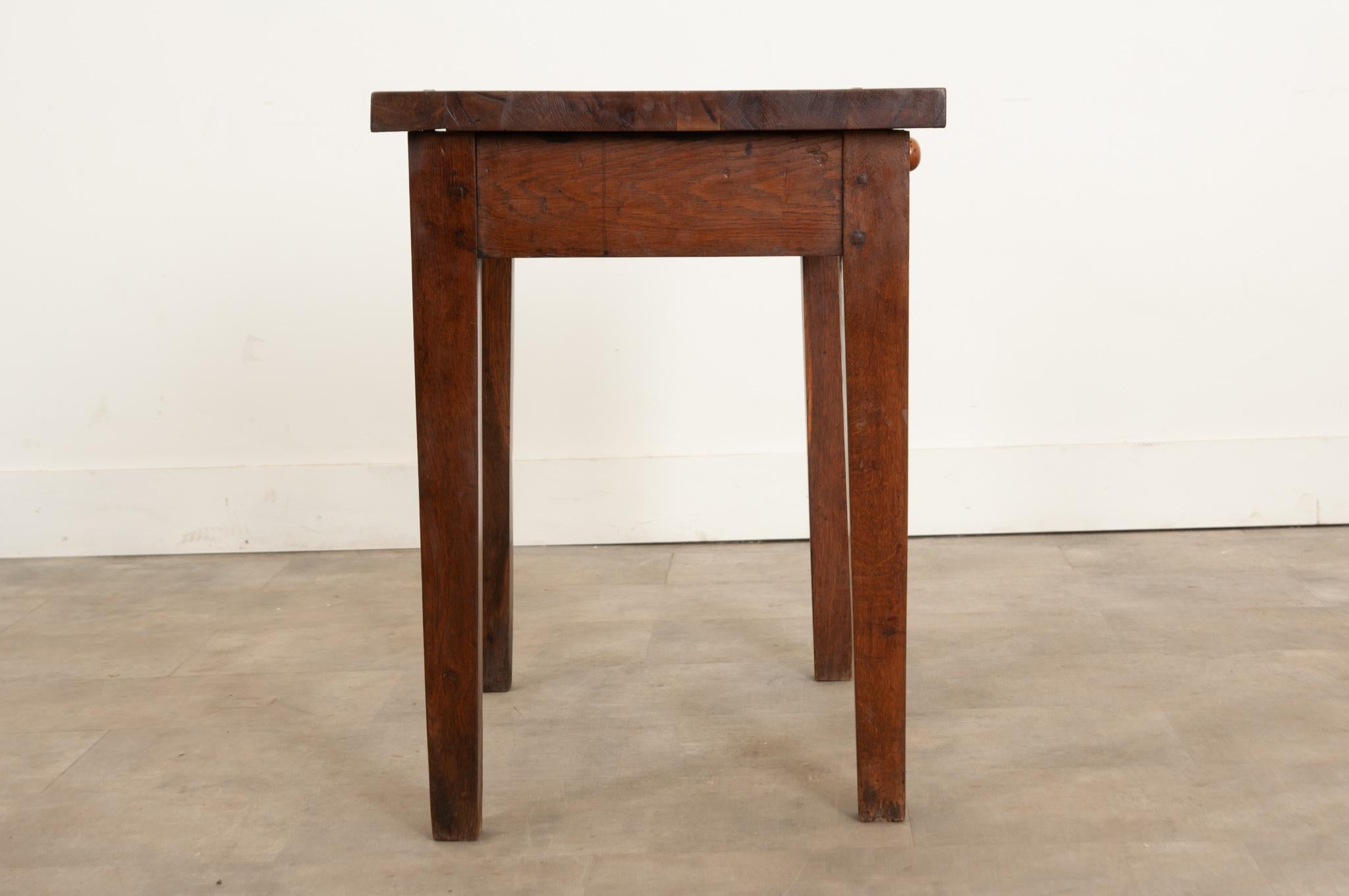 19th Century French Oak Kitchen Prep Table From Burgundy For Sale