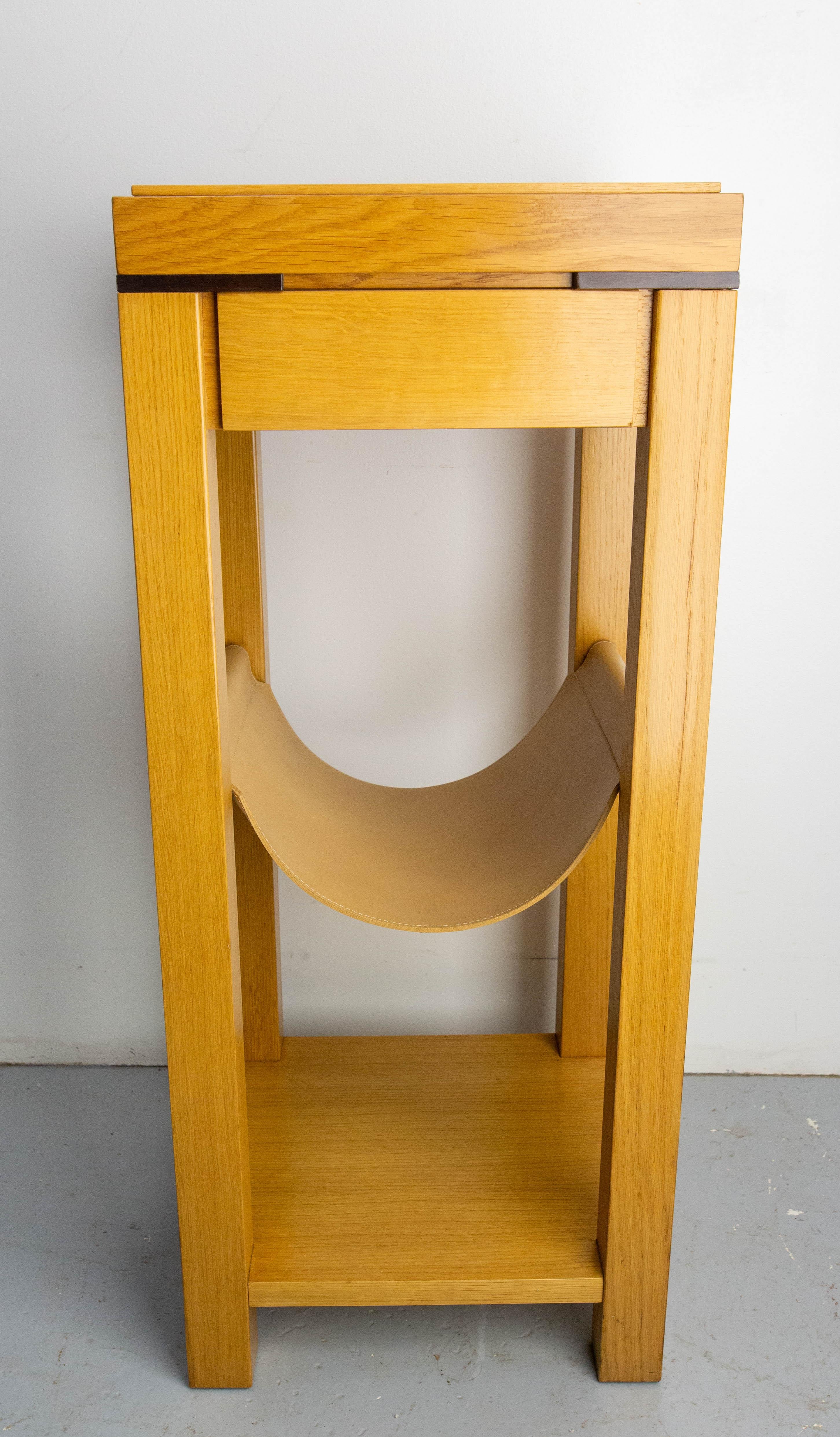Sellette o portapiante in pelle e quercia francese, circa 2000 in vendita 3