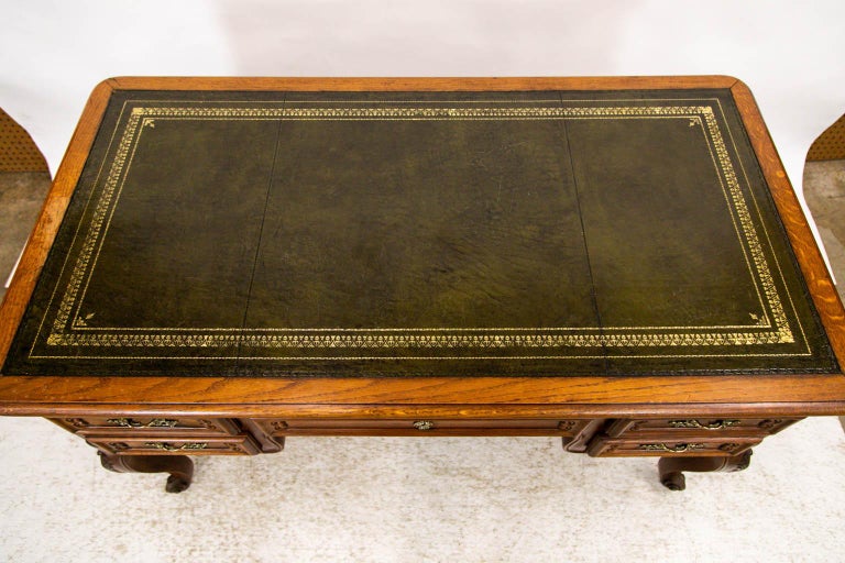 French Oak Leather Top Desk For Sale at 1stDibs