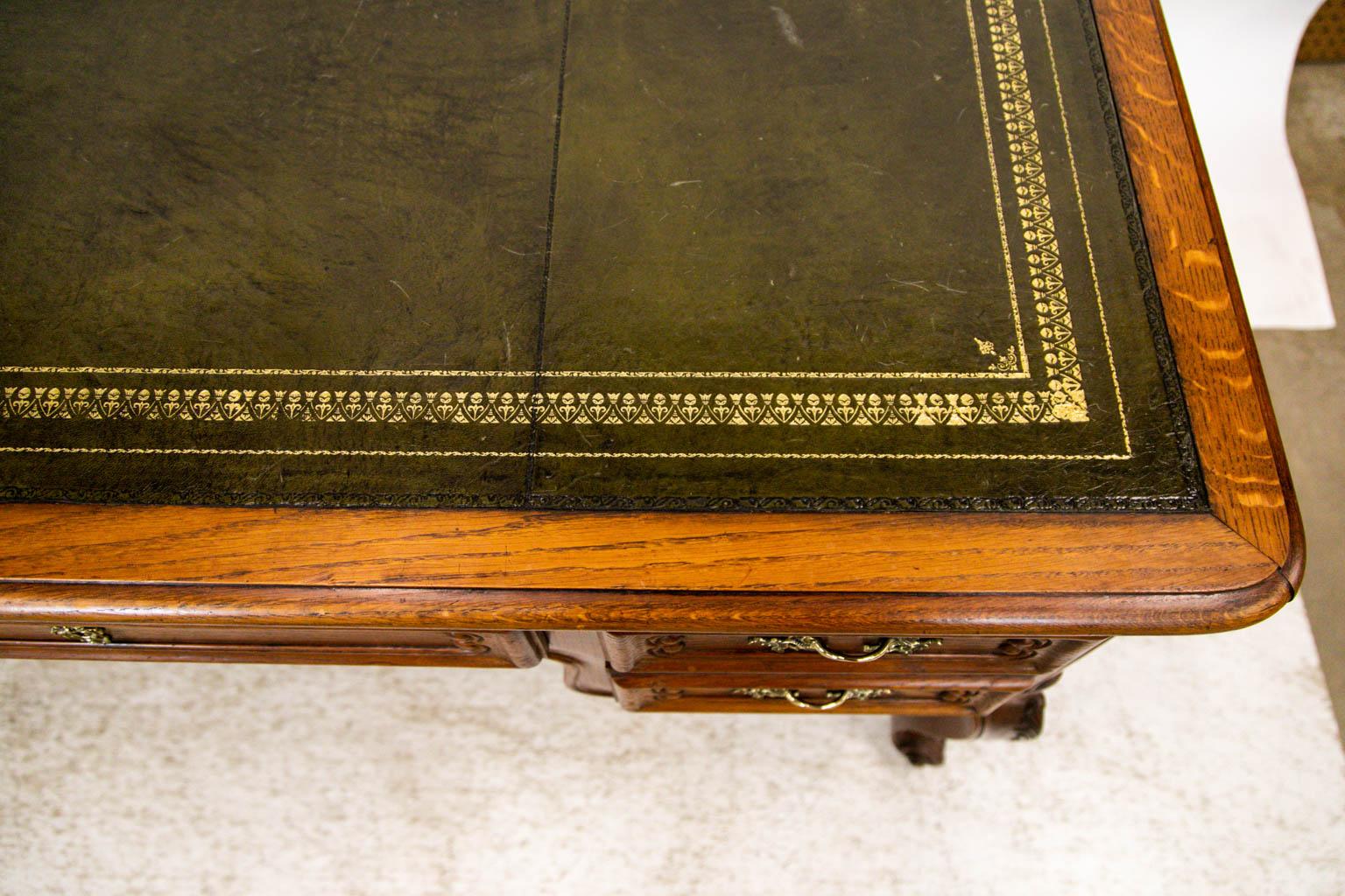 antique desk with leather top