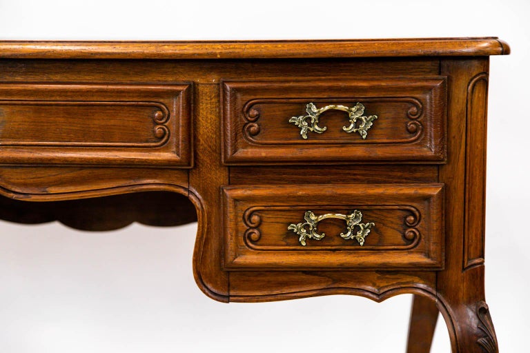 French Oak Leather Top Desk For Sale at 1stDibs