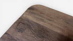 French Oak Cafe Dining Table, Reclaimed Wood & Steel, Les Arcs Style