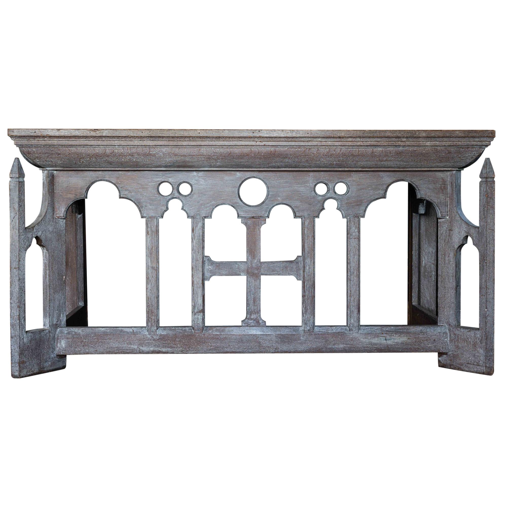 French Oak Limed Gothic Alter Table, circa 1880s