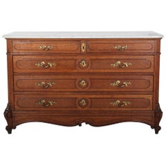 French Oak Marble-Top Commode