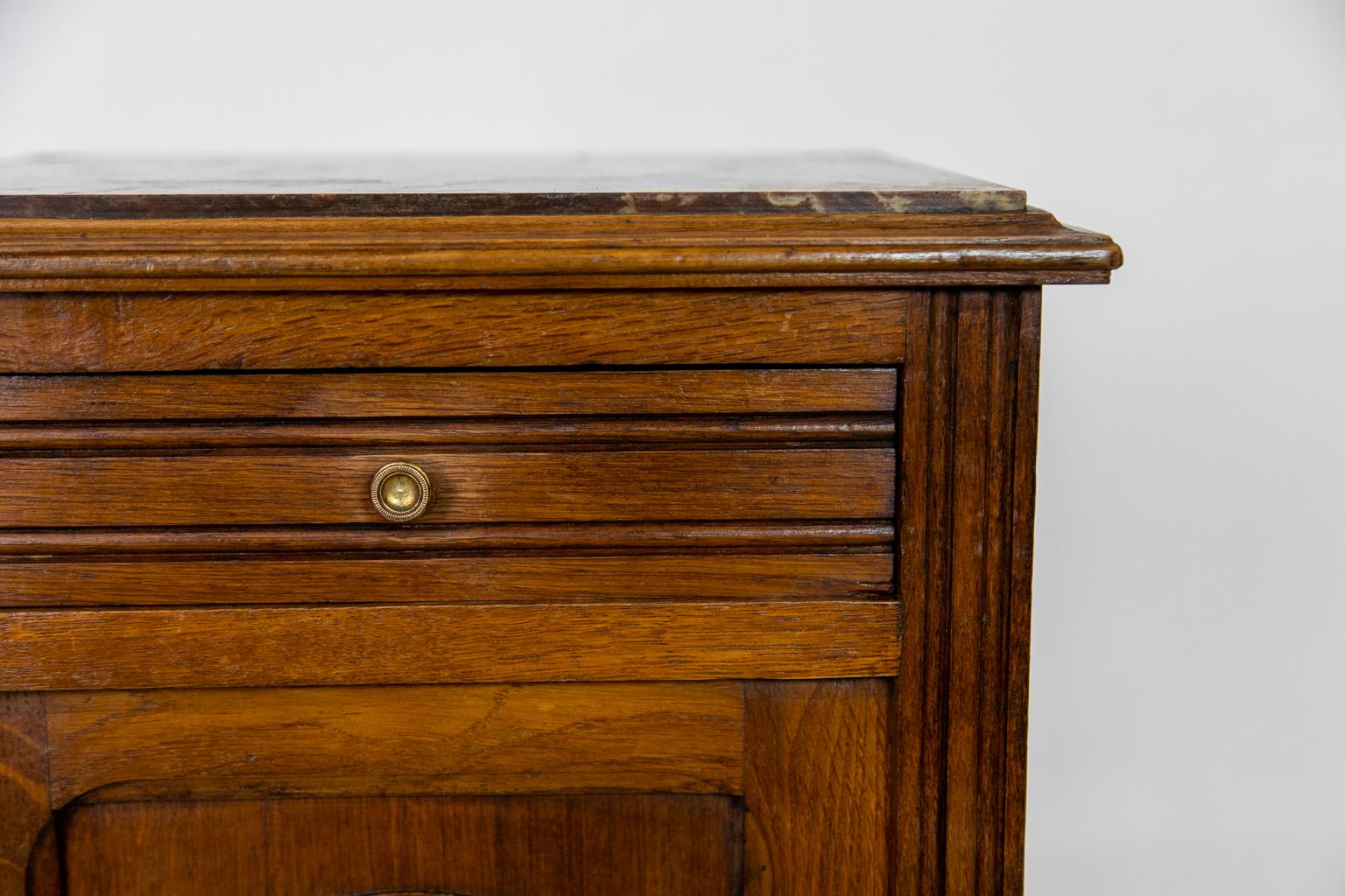 Early 20th Century French Oak Marble-Top Nightstand