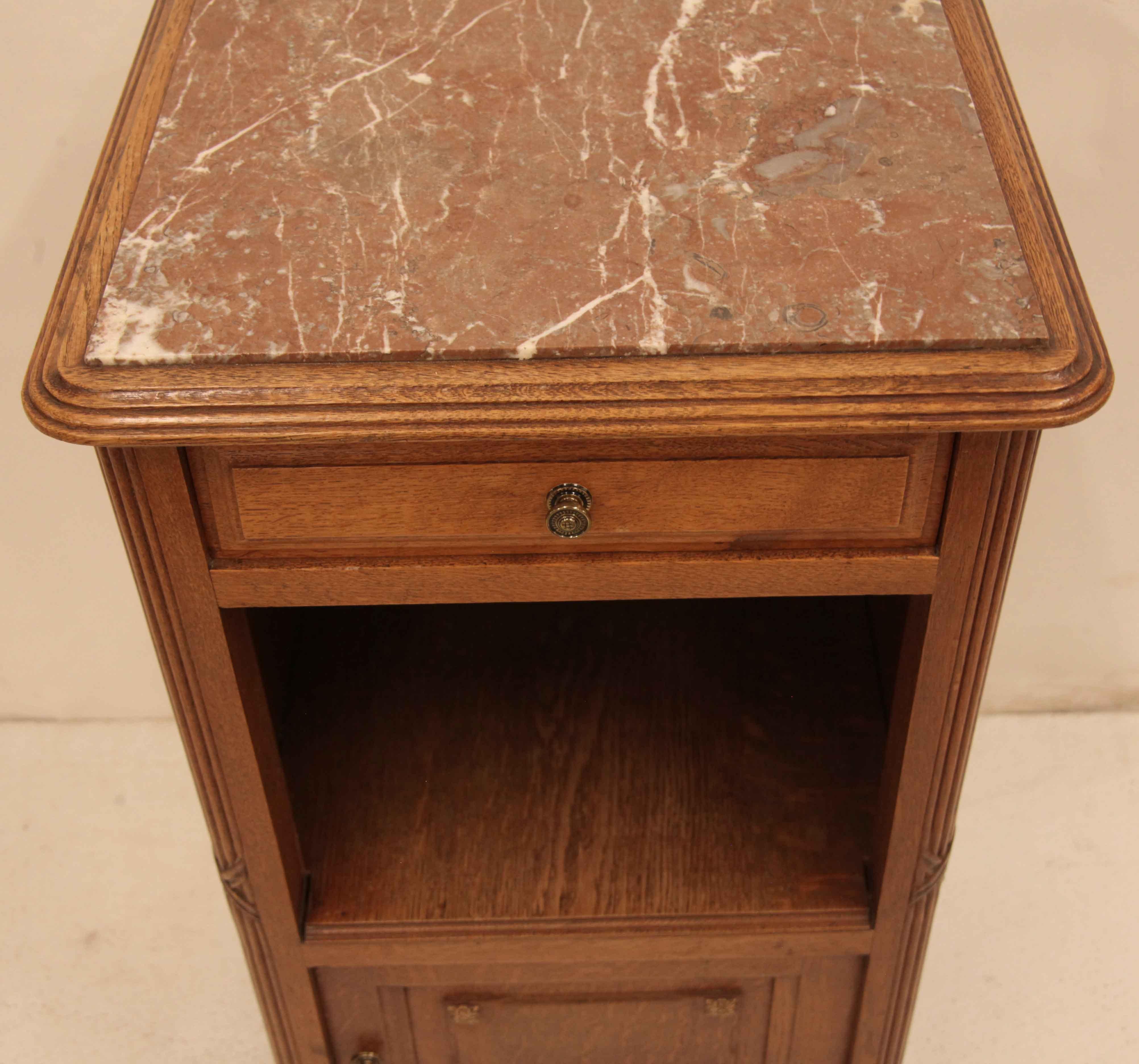French Oak Marble Top Stand For Sale 1