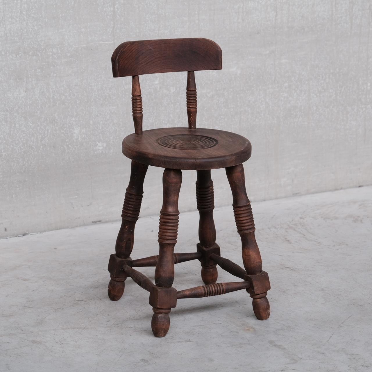 French Oak Mid-Century Turned Occasional Chair In Good Condition For Sale In London, GB