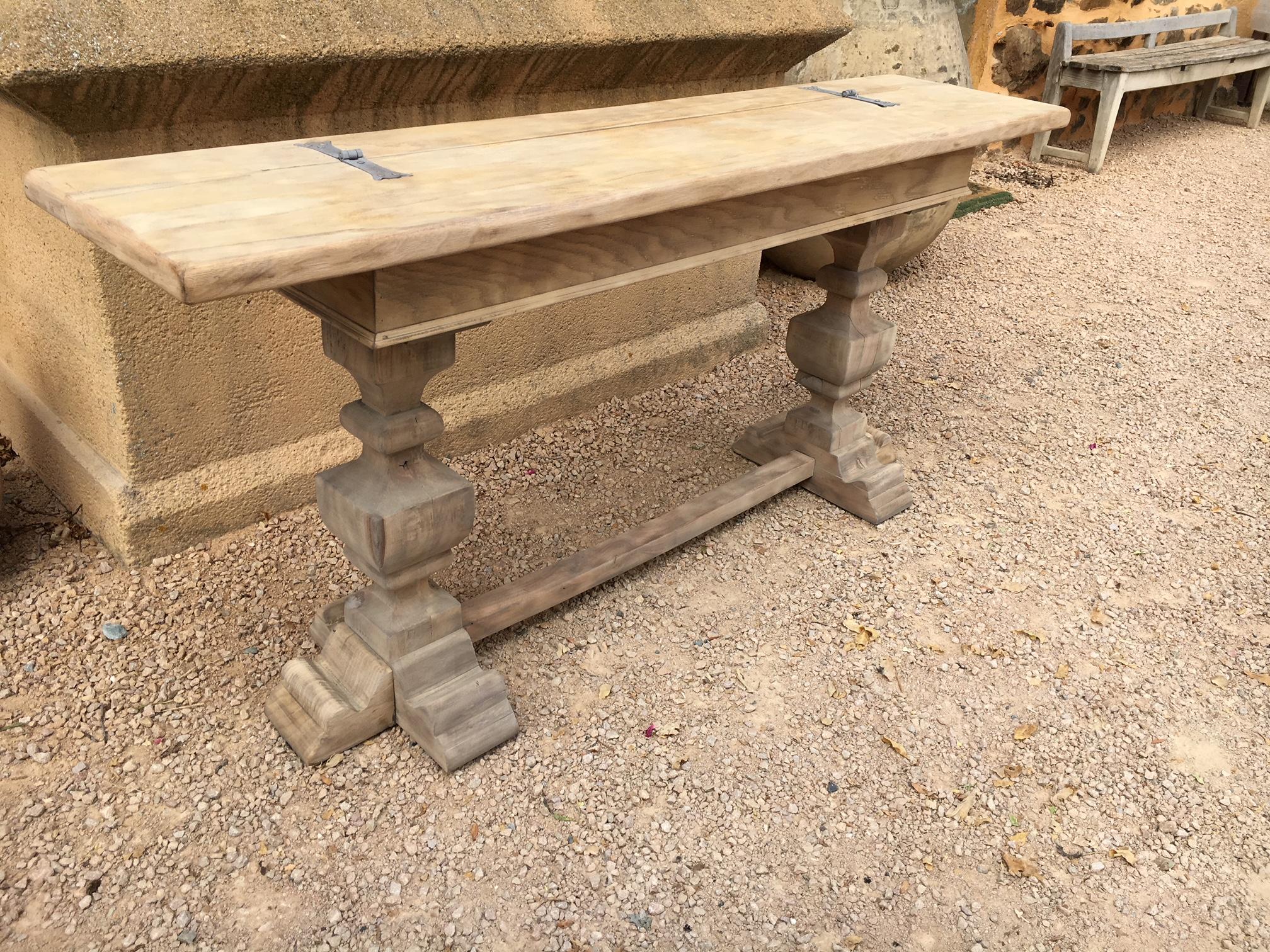 French Oak Monastère Style Opening Console with a Thick Tray 2