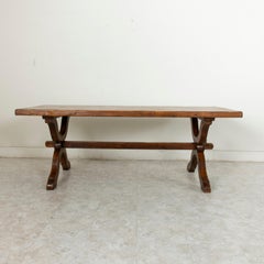 French Oak Monastery Table, Farm Table, or Trestle Dining Table, circa 1900
