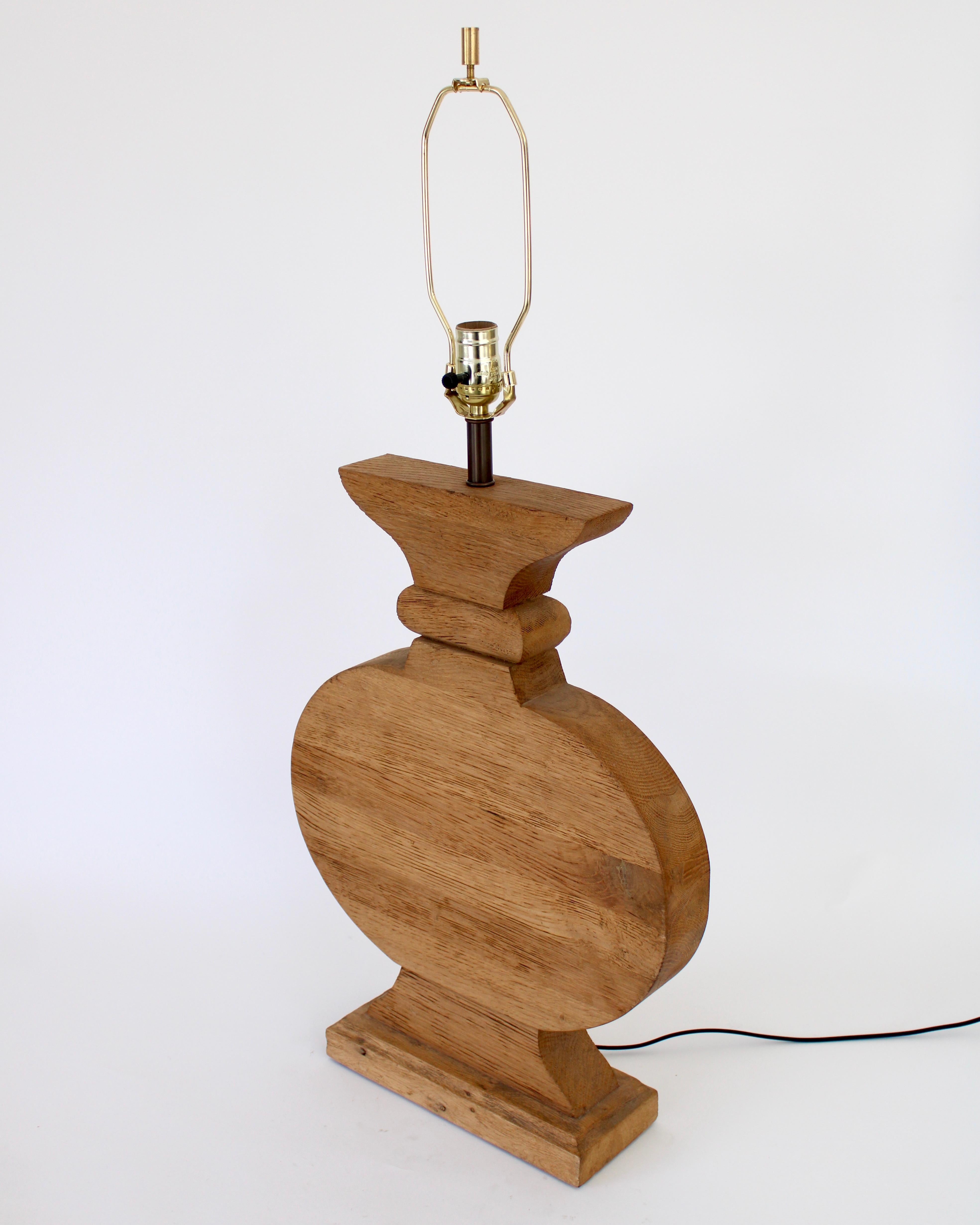 French Oak Monumental Architectural Table Lamp in Taste of Moreux For Sale 5