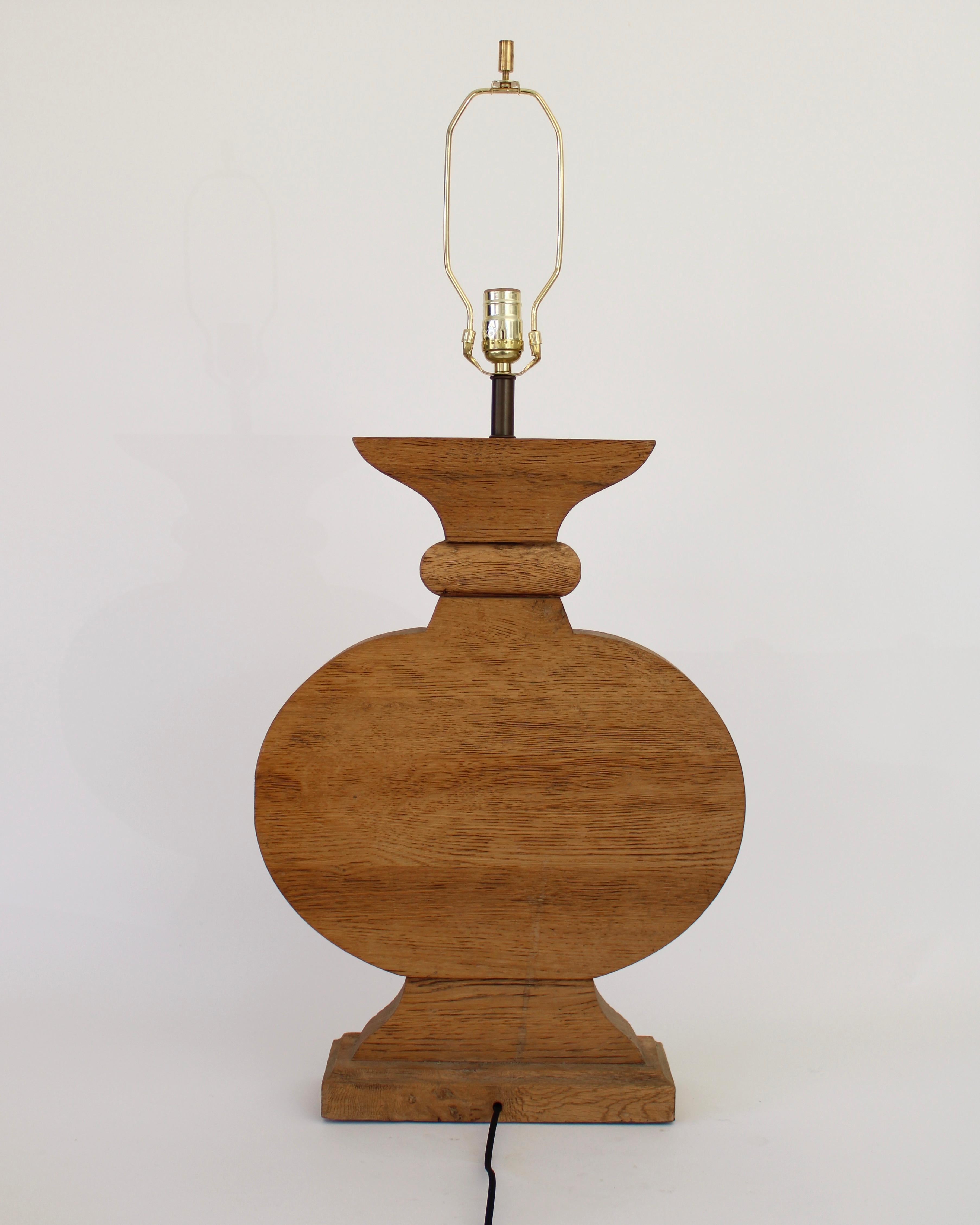 French Oak Monumental Architectural Table Lamp in Taste of Moreux For Sale 1