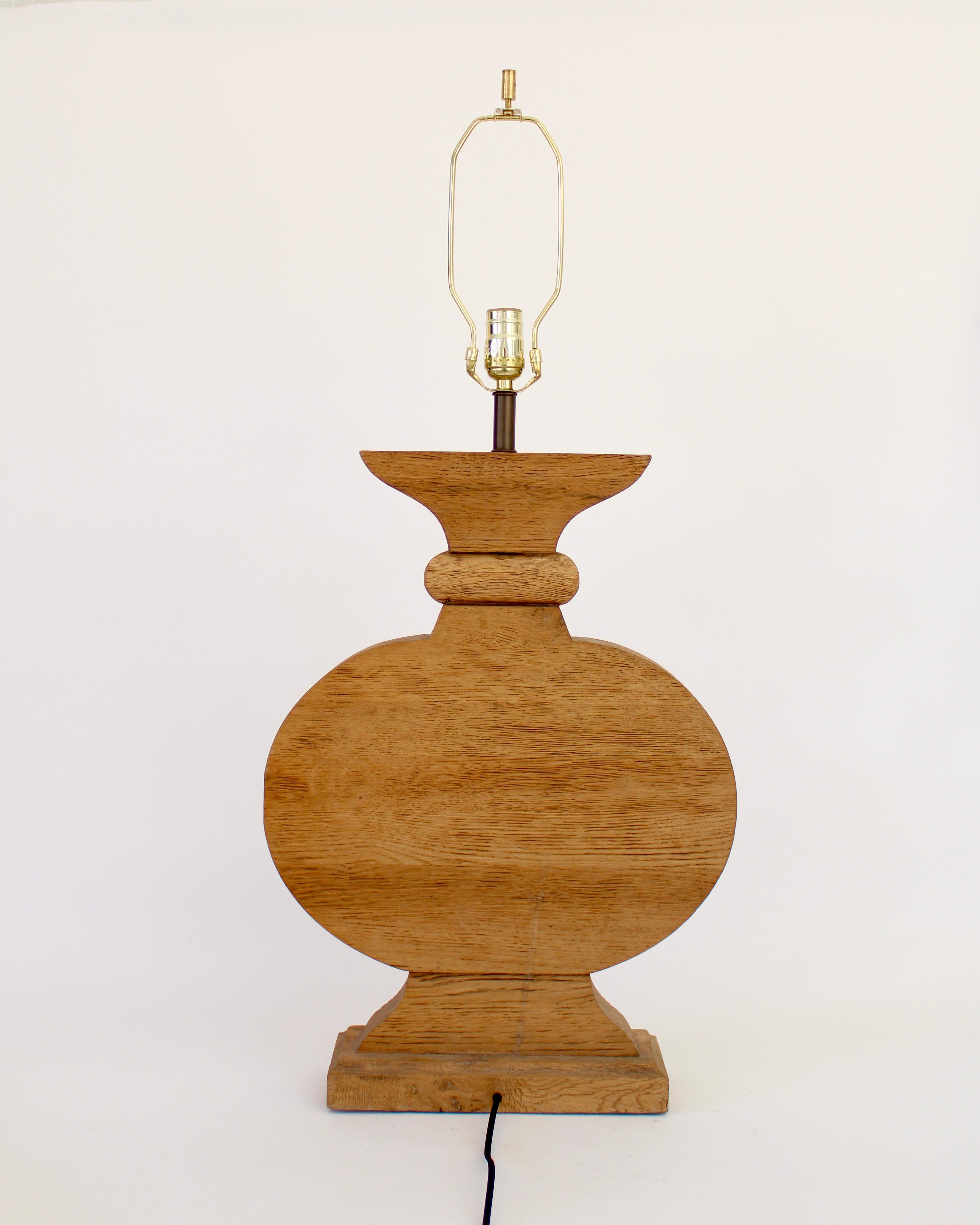 French Oak Monumental Architectural Table Lamp in Taste of Moreux For Sale 2