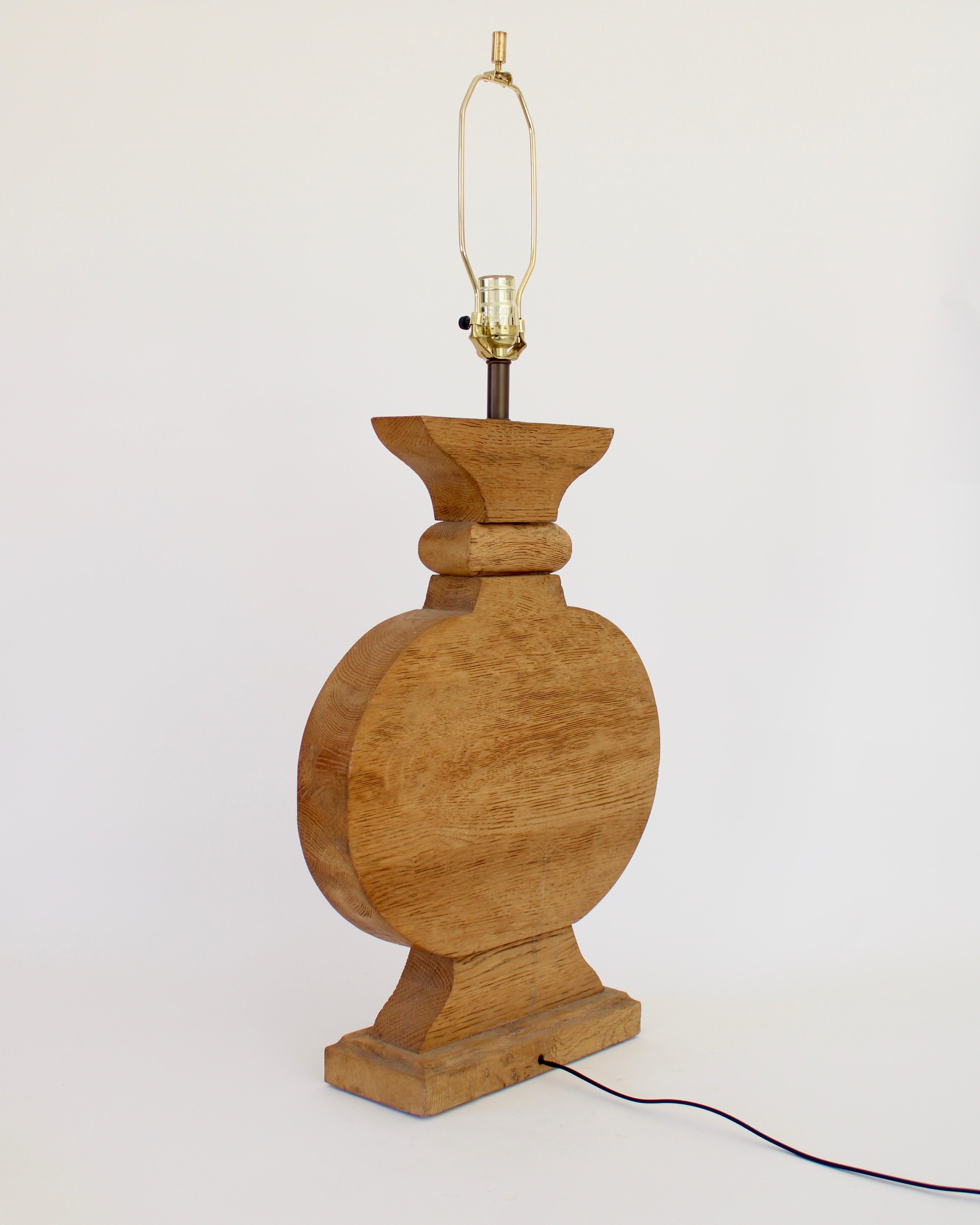 French Oak Monumental Architectural Table Lamp in Taste of Moreux For Sale 3
