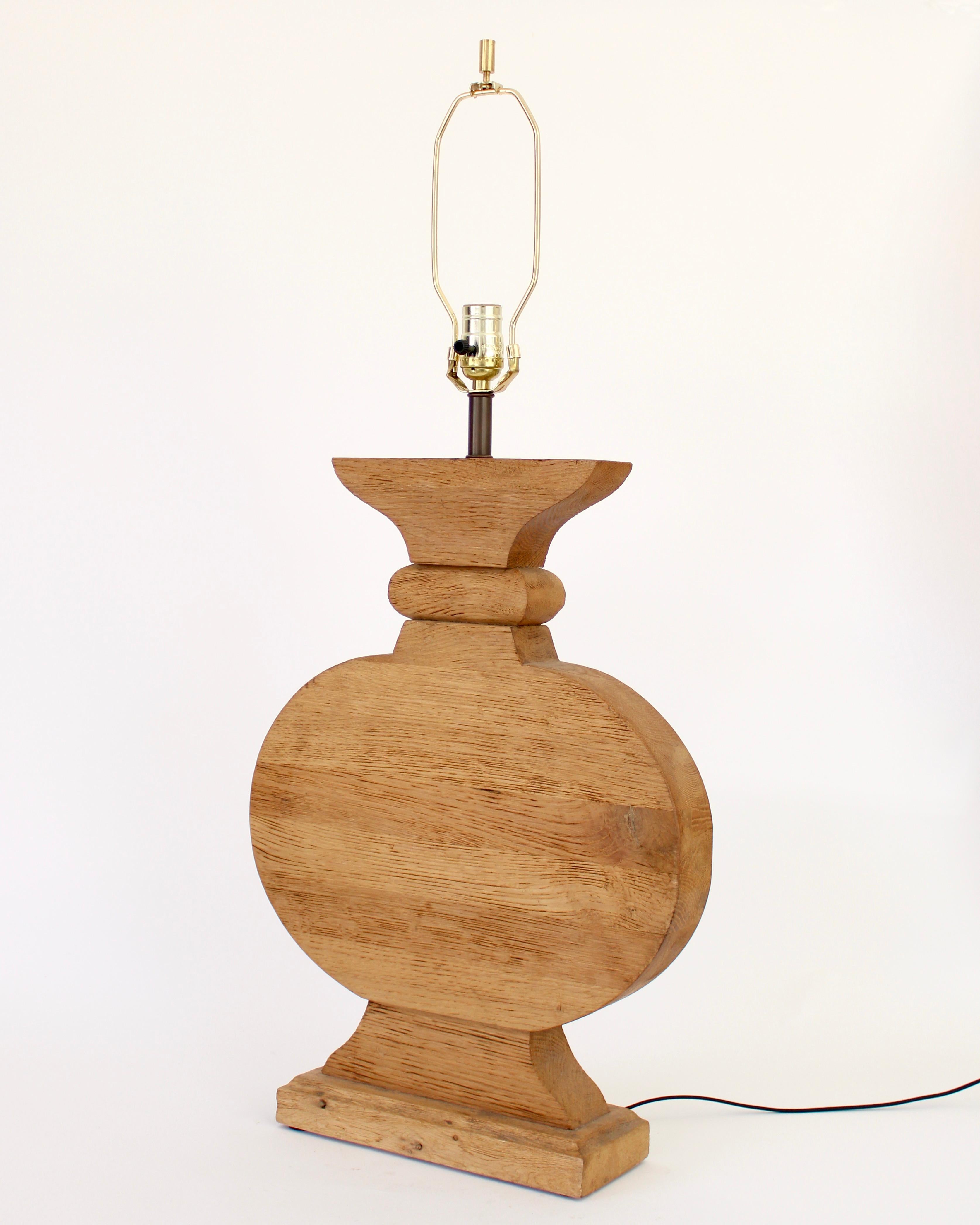 French Oak Monumental Architectural Table Lamp in Taste of Moreux For Sale 4