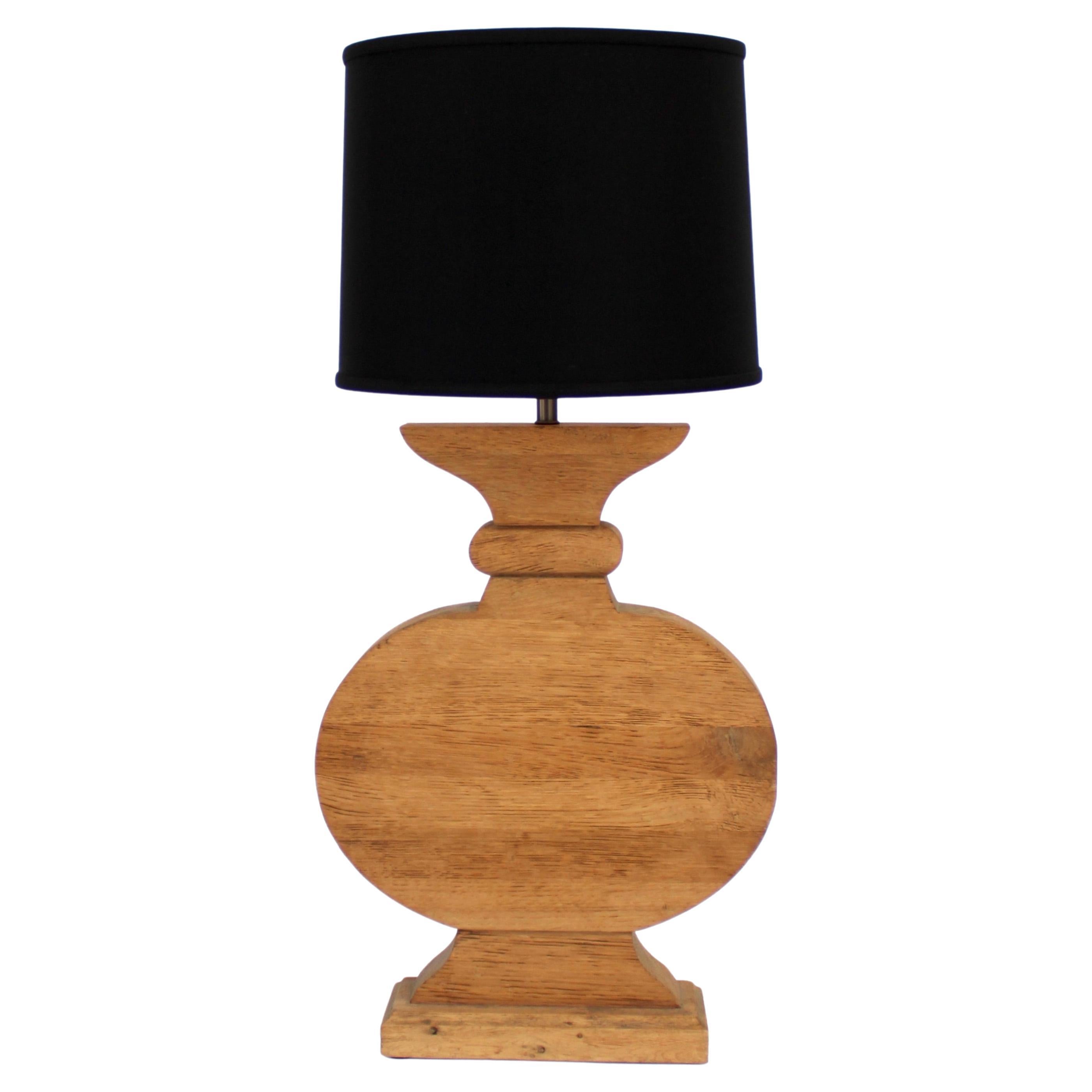 French Oak Monumental Architectural Table Lamp in Taste of Moreux For Sale