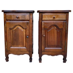 French Oak Nightstands, 1890s, Set of 2
