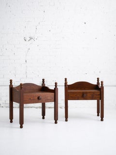 French Oak Nightstands, in the Style of Charles Dudouyt, a Pair