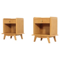 French Oak Nightstands in the Style of Suzanne Guiguichon, 1940's