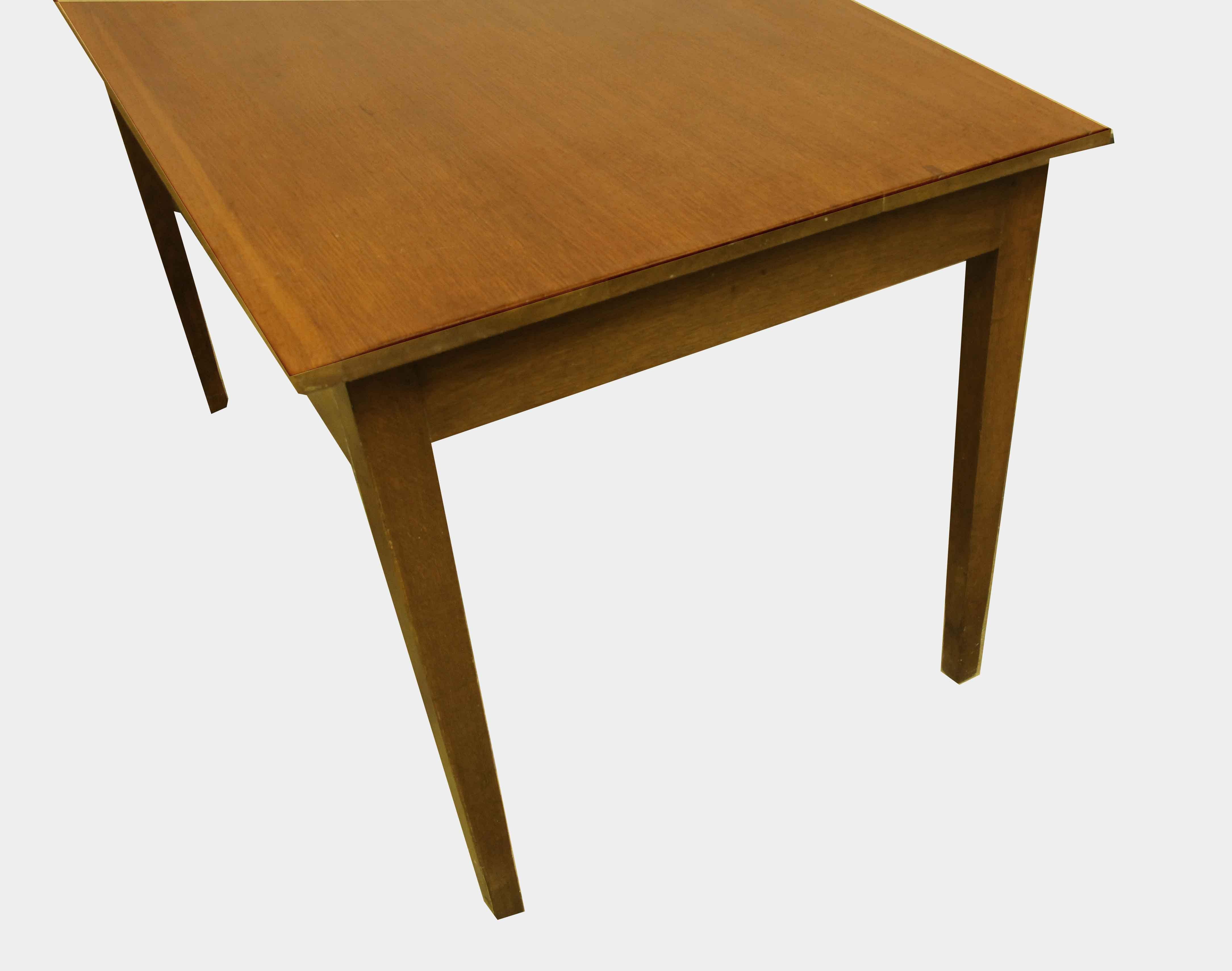 Brass French Oak One Drawer Farm Table For Sale