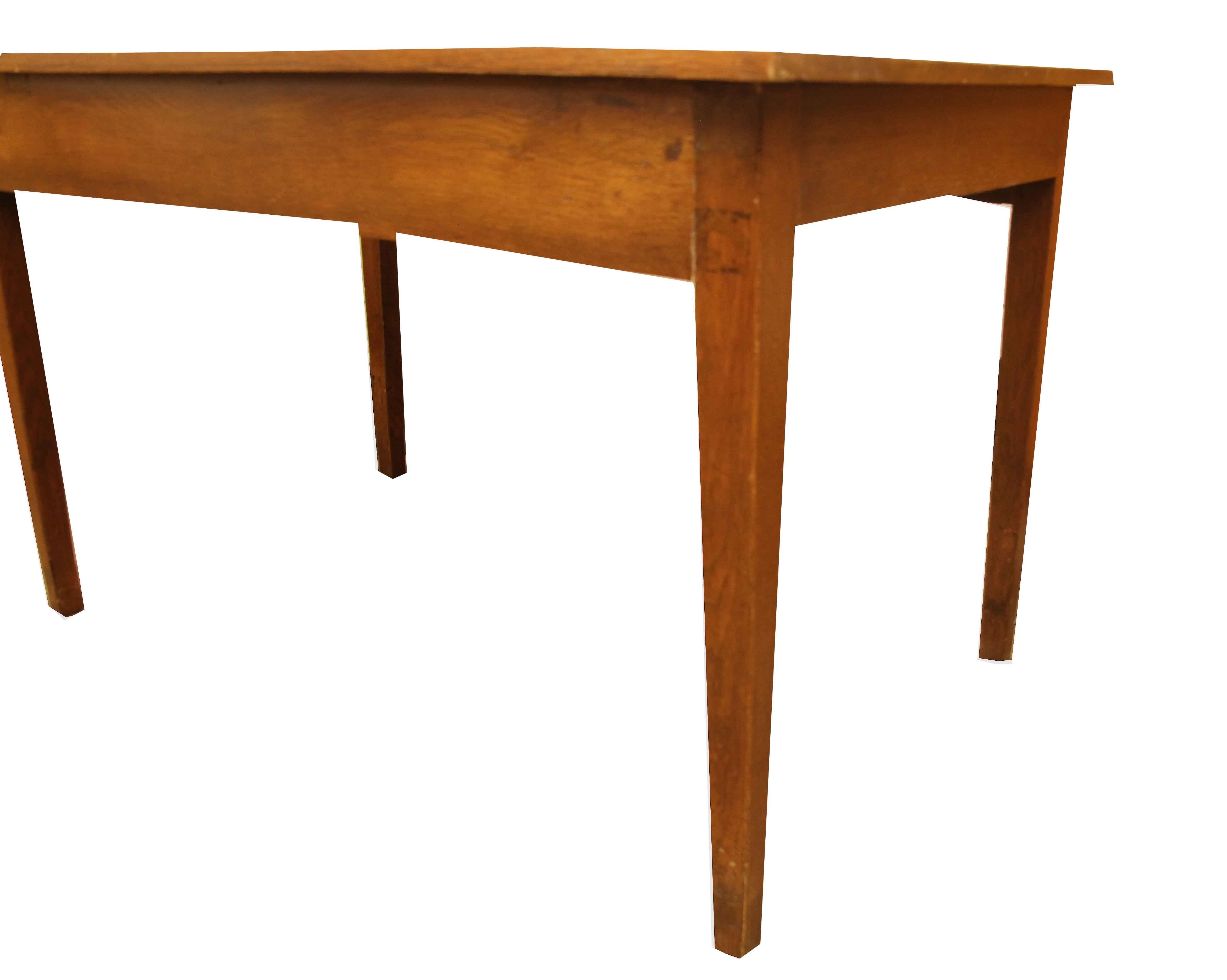 French Oak One Drawer Farm Table For Sale 1