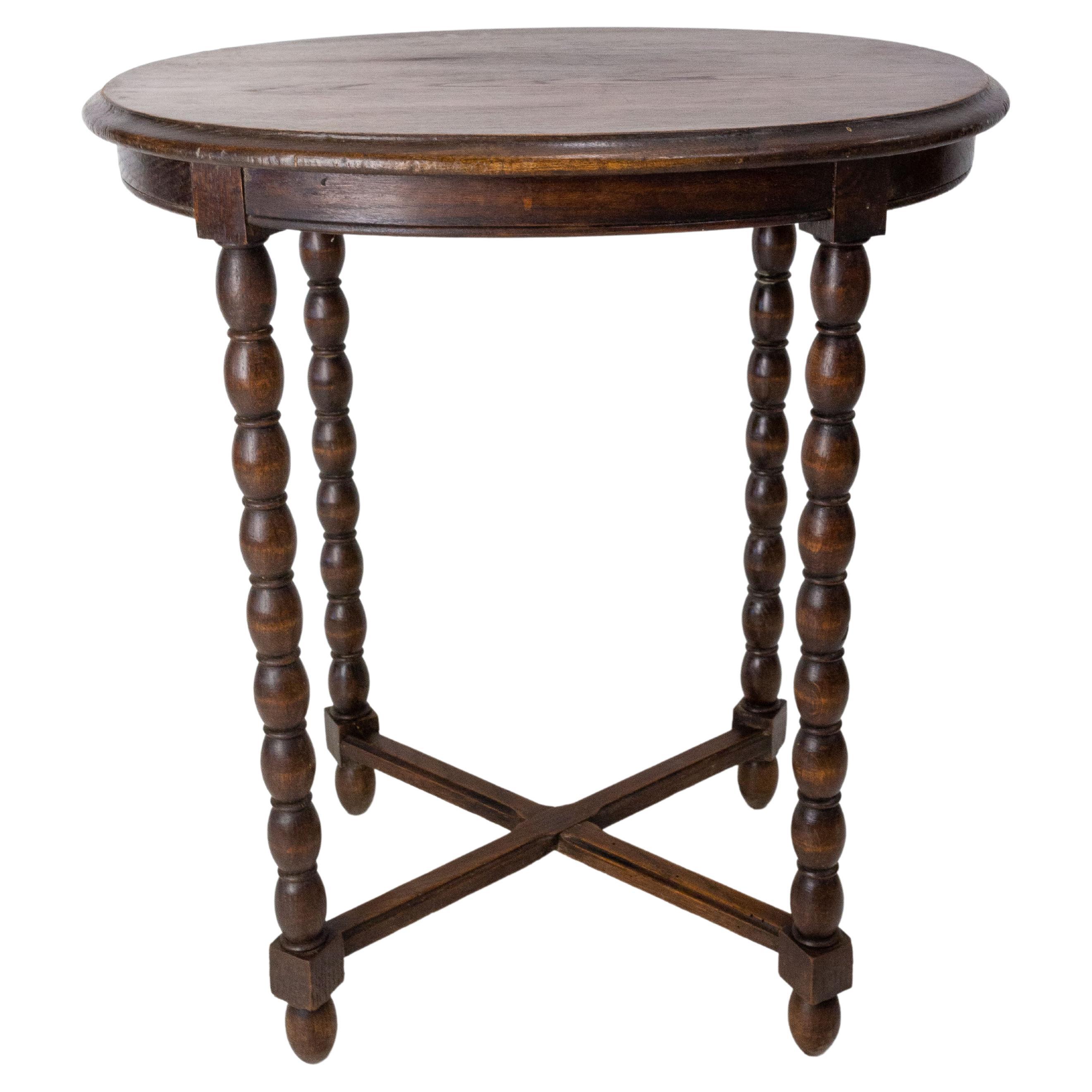 Transitional Turned Leg Side Table in Oak by Martin and Brockett