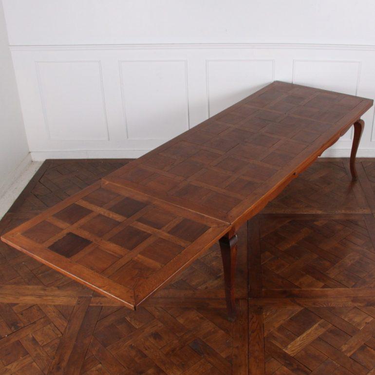 Parquetry French Oak Parquet-Top Drawleaf Table