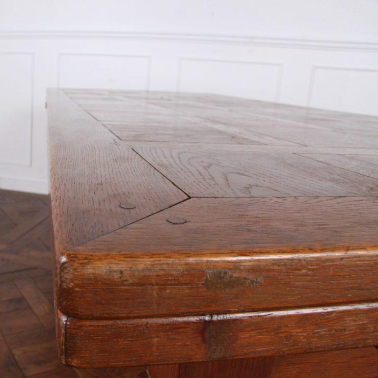 French Oak Parquet-Top Drawleaf Table 1