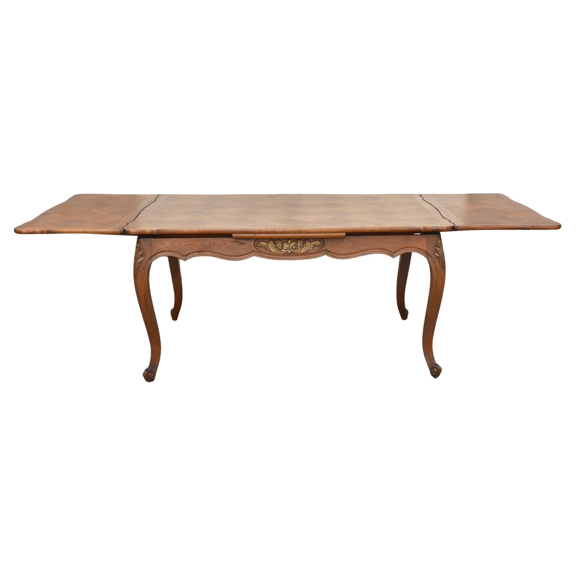 French Oak Parquetry Top Dining Table