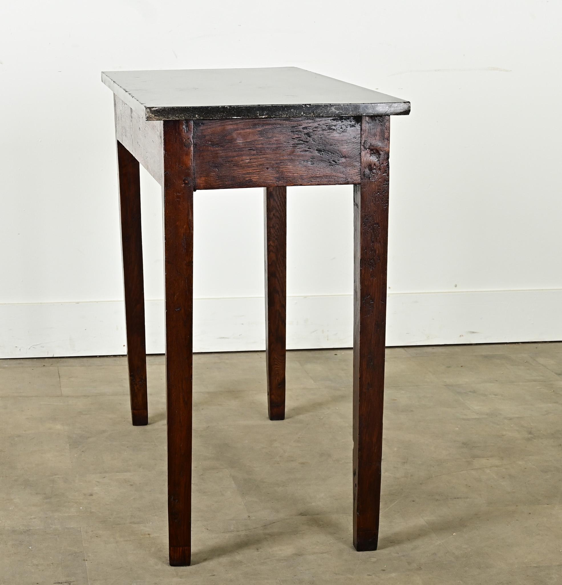 French Oak Patisserie Table with Marble Top For Sale 5