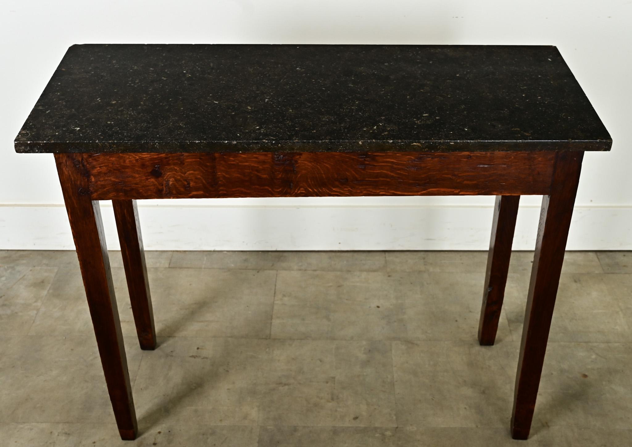 Joinery French Oak Patisserie Table with Marble Top For Sale