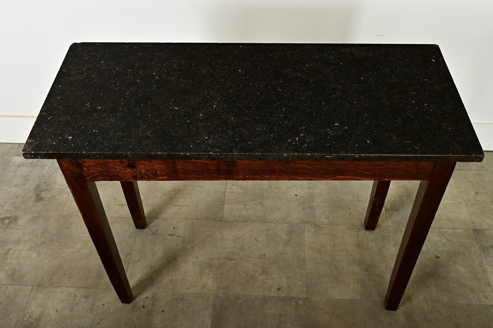 19th Century French Oak Patisserie Table with Marble Top For Sale