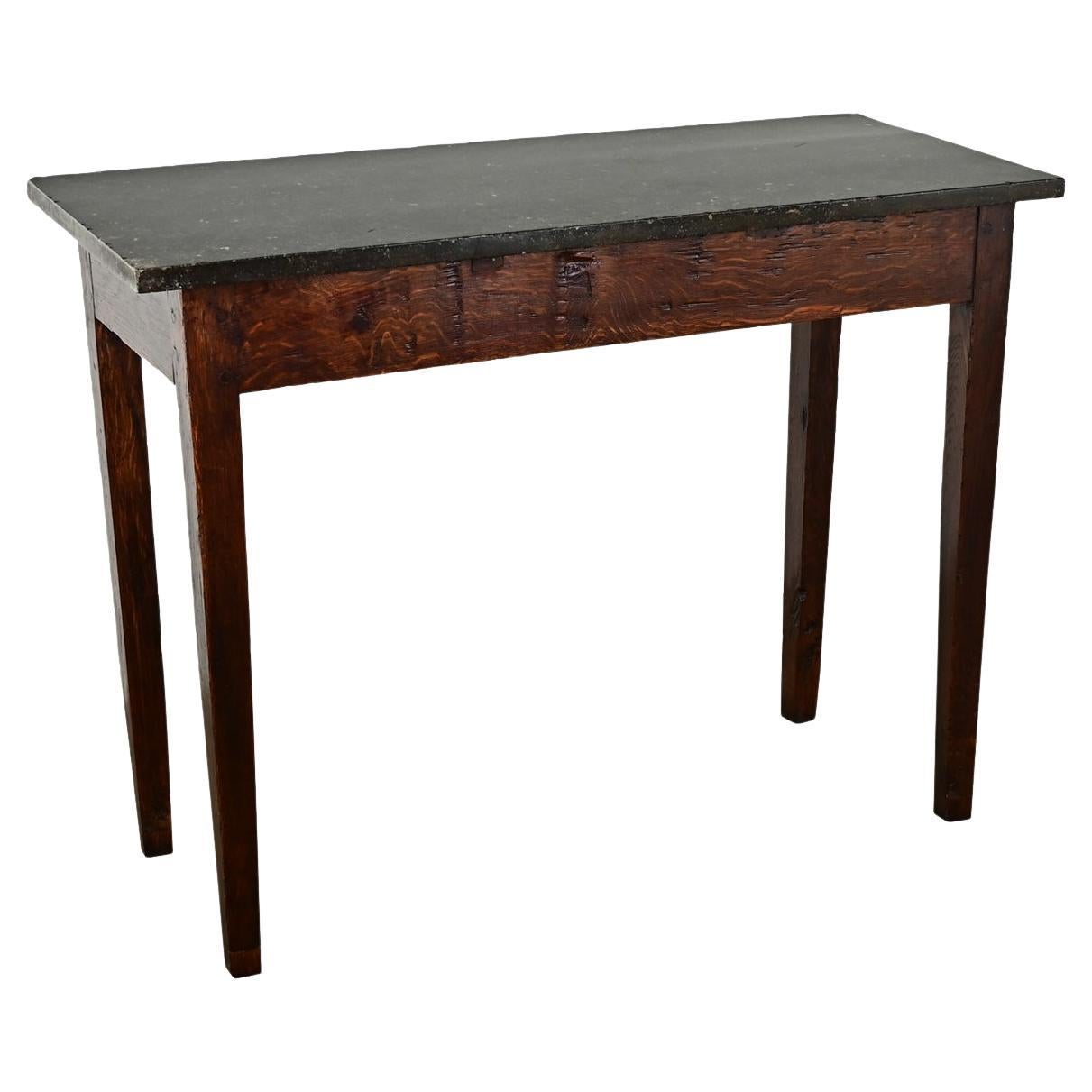 French Oak Patisserie Table with Marble Top