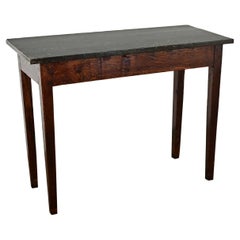 French Oak Patisserie Table with Marble Top