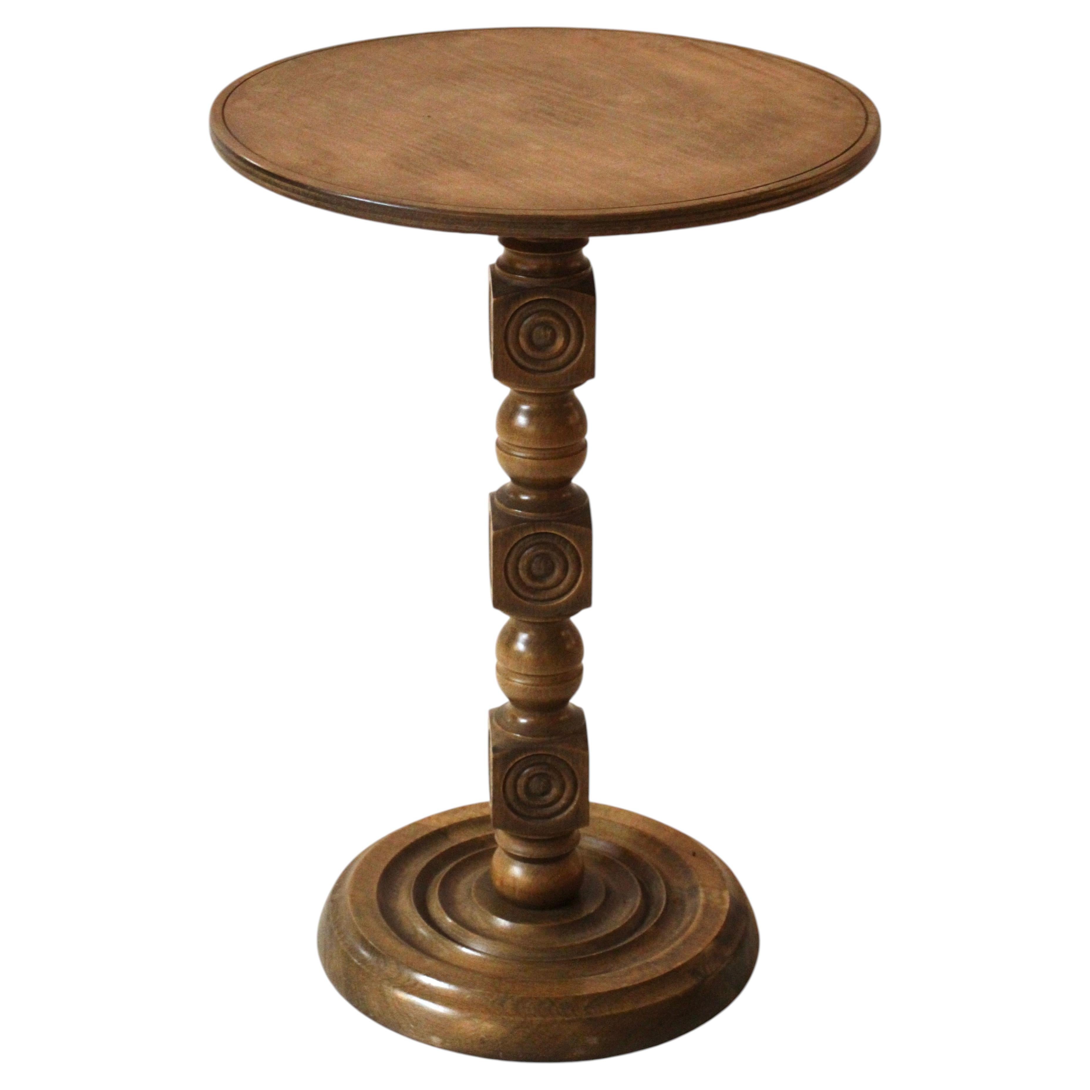 French Oak Pedestal Table in the Manner of Charles Dudouyt, 1940s