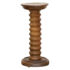 French Oak Pedestal Table in the Style of Charles Dudouyt