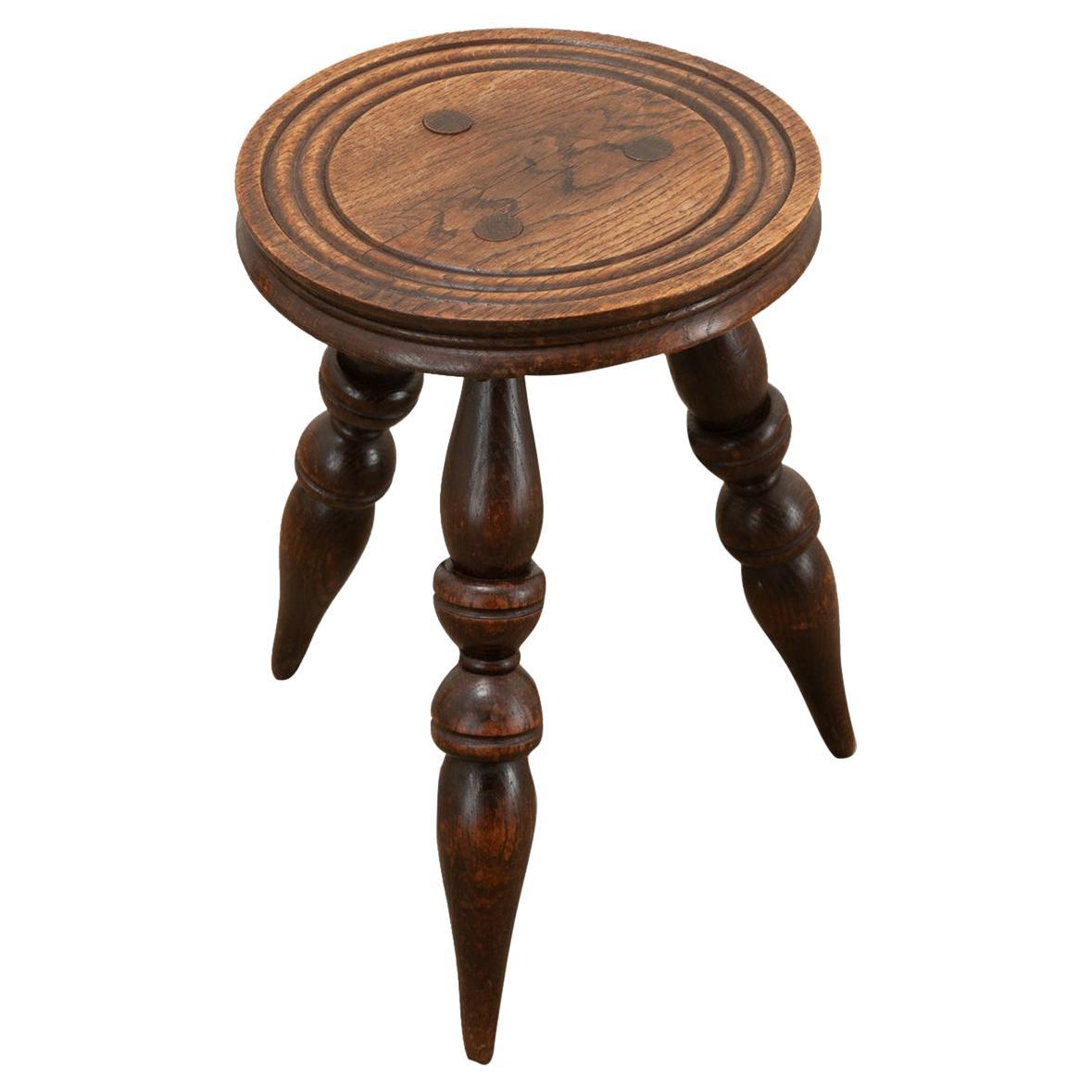 French Oak Petite Round Stool