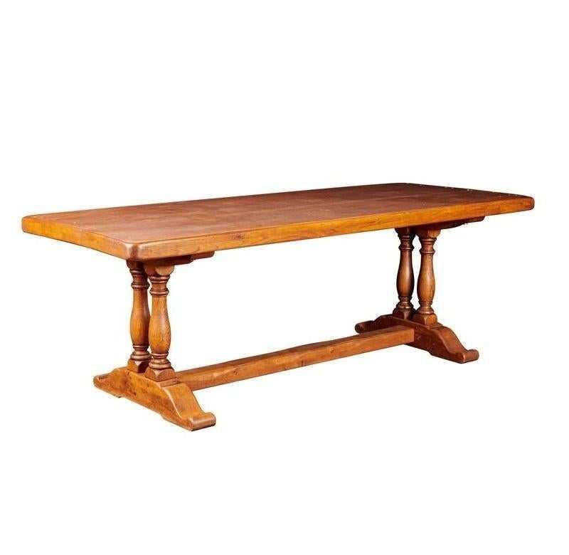 Wood French Oak Province Column Dining Table For Sale