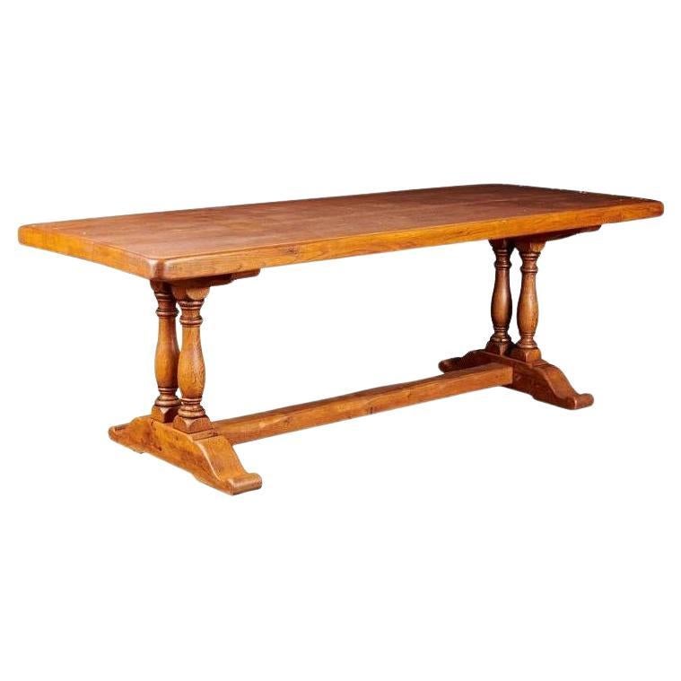 French Oak Province Column Dining Table For Sale