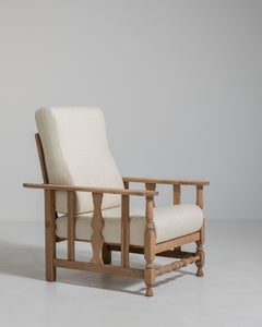 French Oak Reclining Armchair with Bouclé Upholstery