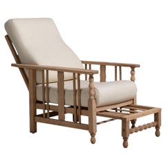 French Oak Reclining Armchair with Pull-Out Footrest
