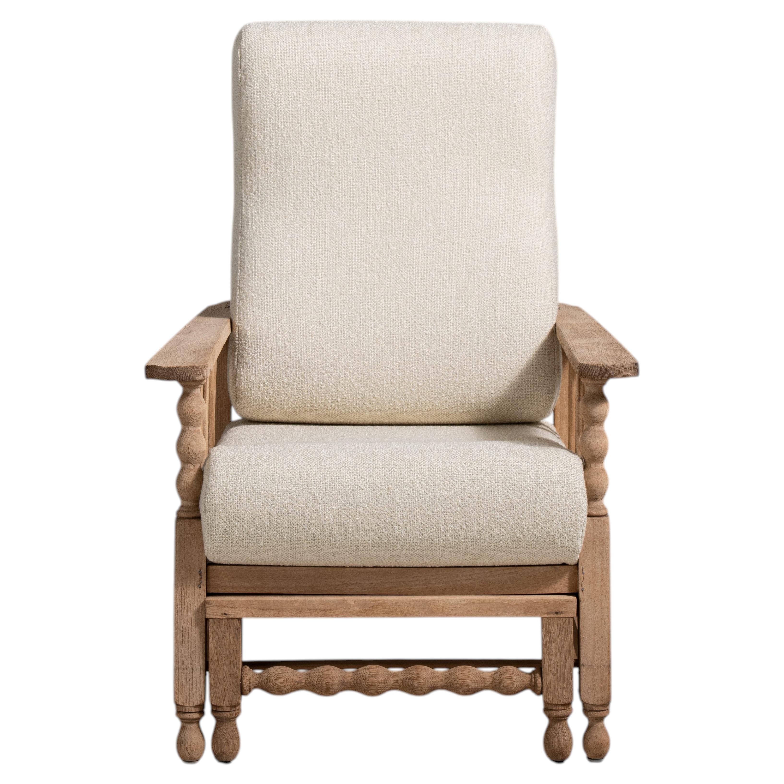 French Oak Reclining Armchair with Pull-Out Footrest