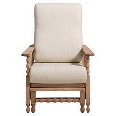 French Oak Reclining Armchair with Pull-Out Footrest