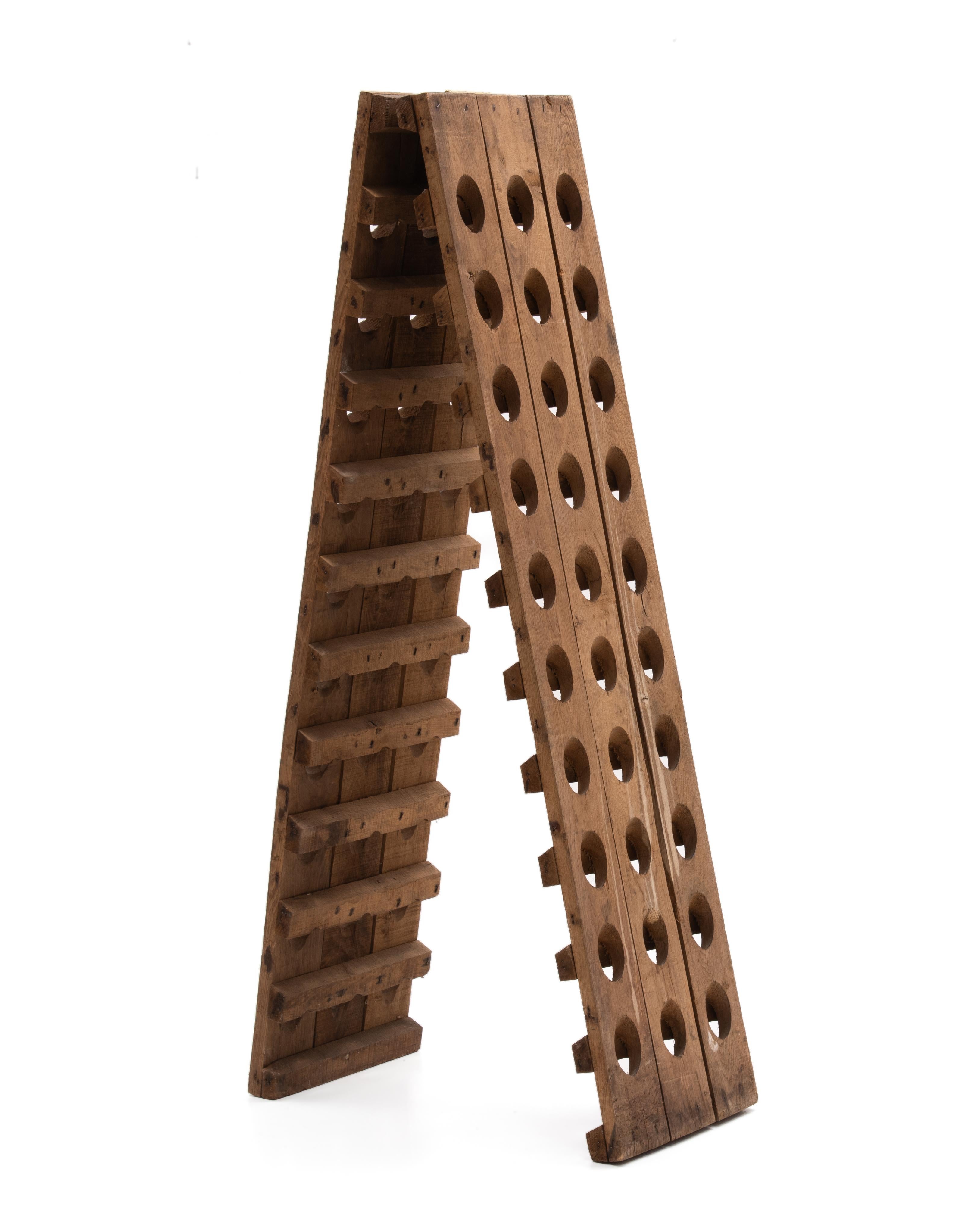 Rustic French Oak Riddling Rack 60 Bottle Talliet 1979 For Sale