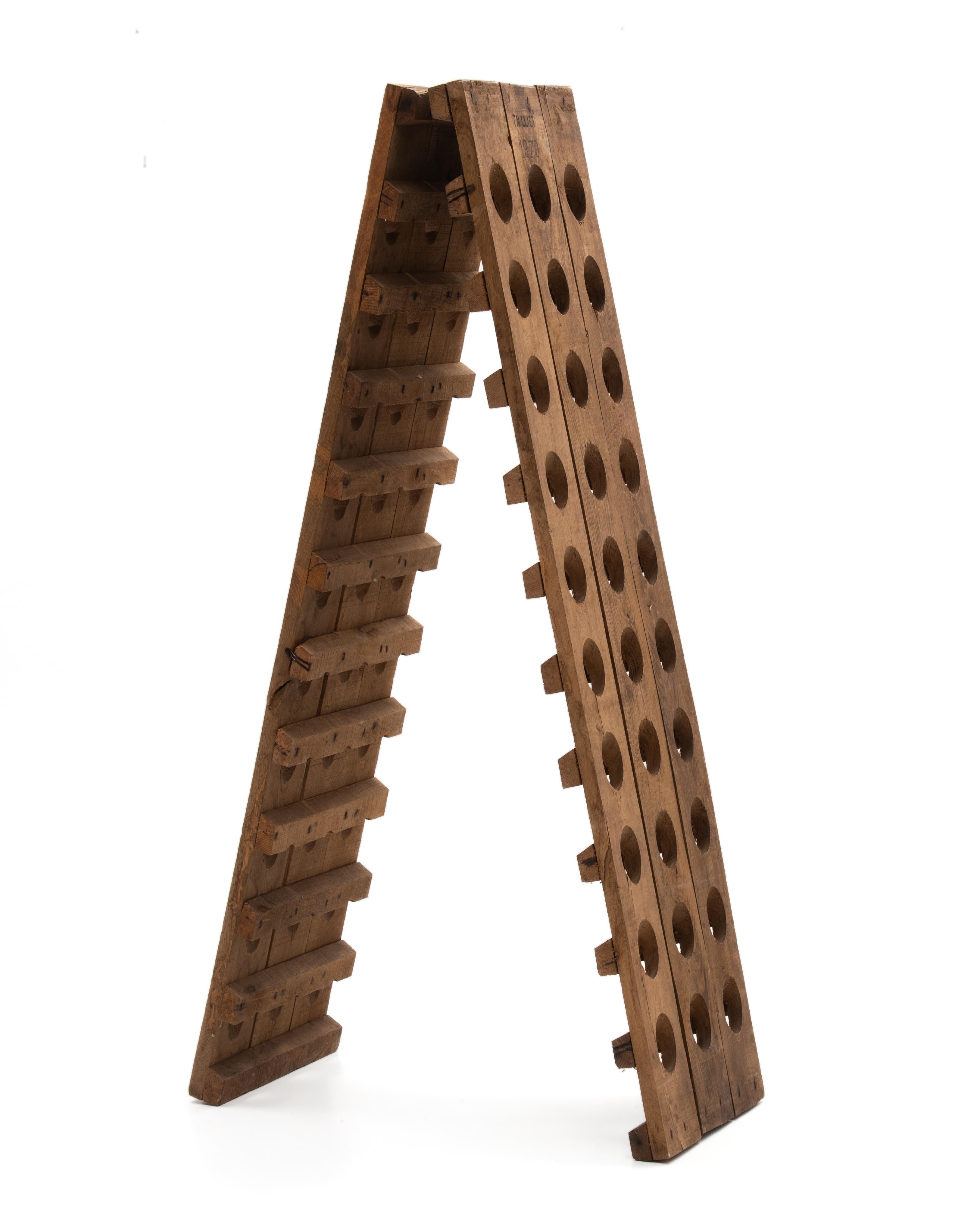 Brass French Oak Riddling Rack 60 Bottle Talliet 1979 For Sale